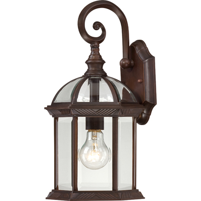 Nuvo Lighting 60/4962  Boxwood - 1 Light - 15" Outdoor Wall with Clear Beveled Glass in Rustic Bronze Finish